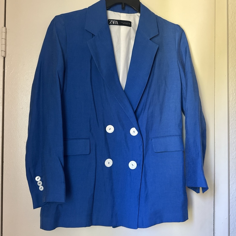 Zara Blue Double Blazer 
Minor flaws on left arm